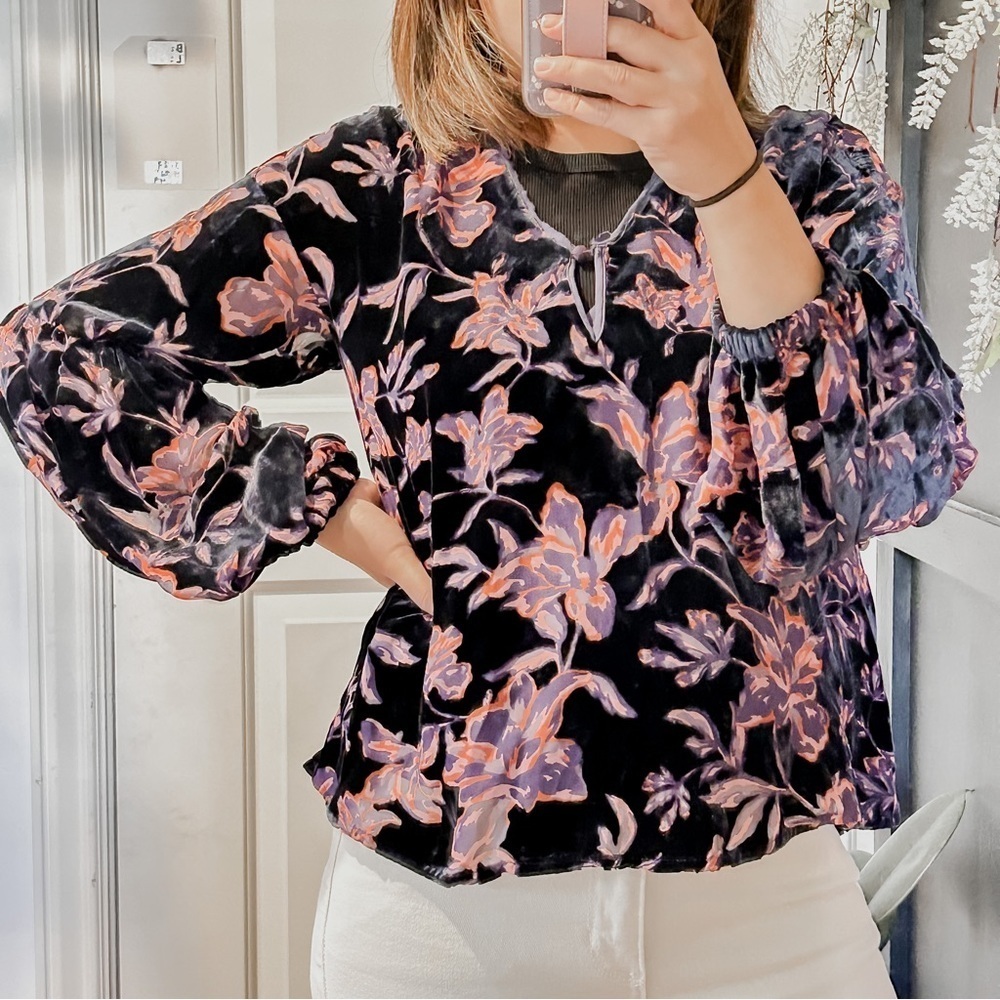 SUNDANCE Blackhorn Velvet Viscose Silk ‎ Blouse XSP Run Big